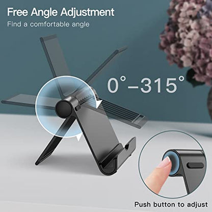 JETech Foldable Tablet Stand for 4-11" Tablets and Phones, Black | Adjustable Portable Desktop Holder, Foldable Dock for iPad/iPad Pro/Air/Mini, Galaxy Tab A8/A7 Lite/A7/S8/S7, Kindle, etc - color: Black