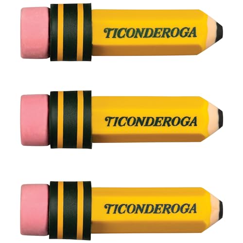 TICONDEROGA Erasers, Pencil Shaped, Yellow, 36-Pack (38936) - size: 36 Count, style: Yellow, 36 Count