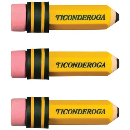 TICONDEROGA Erasers, Pencil Shaped, Yellow, 36-Pack (38936) - size: 36 Count, style: Yellow, 36 Count