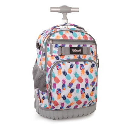 Tilami Rolling Backpack for Kids 18 inch Boys and Girls Laptop Backpack,Pine apples - color: Pine Apples