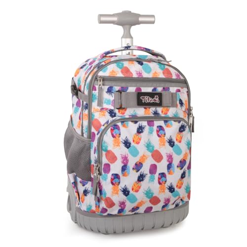 Tilami Rolling Backpack for Kids 18 inch Boys and Girls Laptop Backpack,Pine apples - color: Pine Apples