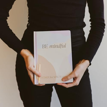 Sweet Water Decor Be Mindful 5 Minute Journal - Daily Gratitude Prompted Journal for Women, 184 Pages Daily Mindfulness Journal - Pastel Journal with Gold Foil Accents and Ribbon Bookmark - style: Be Mindful
