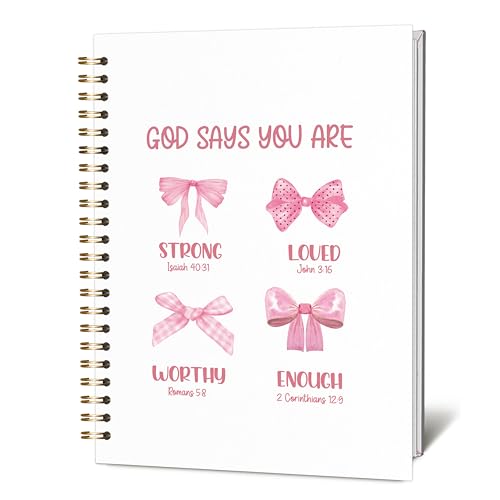 KIDEAR Christian Journal for Women, Prayer Notebook for Bible Study Notes,Cute Pink Bow Faith Journal,Coquette Preppy Christian Gifts for Teen Girls,Church Note Bible Study Supplies - A05 - color: color_05