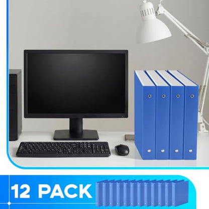 Henoyso 12 Pcs Plastic 1.5 Inch Mini 3 Ring Binders Fits 5.5" x 8.5" Paper, Holds(Capacity 280 Sheets), Flexible Blue Three Round Rings Small A5 Binders Bulk for School, Office Use, Photo Album - color: Blue, size: 1.5 Inch