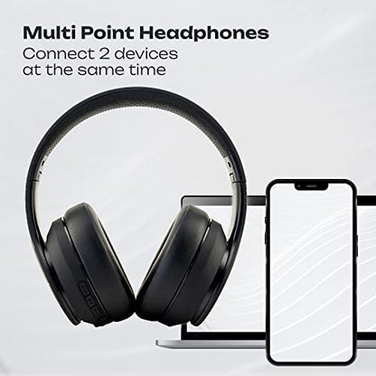 PowerLocus Wireless Bluetooth Headphones, Over Ear Headphones with Microphone, 50H Playtime, HiFi Stereo Sound, Deep Bass, Soft Earmuffs, Foldable Lightweight Headphones for Travel/PC/Cell Phone - color: Matt Black