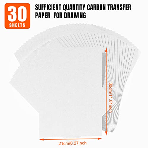 Carbon Paper for Tracing Graphite Transfer-Paper - PSLER 30 Pcs White Graphite Paper for Tracing Drawing Patterns on Wood Projects Canvas Fabric Artist Lettering Sketch Drawing A4 8.27 X 11.81 Inch - color: white
