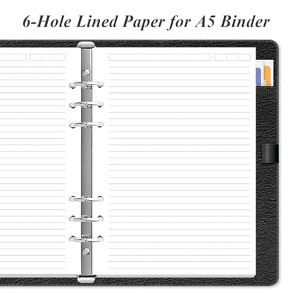 6-Hole Lined Paper Refills for A5 Ring Binder - 100 Sheets/200 Pages Loose Leaf Paper Line Refills for Filofax Planner, 100 gsm White Paper, 5.8" x 8.25" - size: 5.8" x 8.25" - 6-Hole, style: 100 Sheets