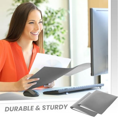 Yeaqee 150 Pack Plastic Folders with Prongs Heavy Duty Plastic 2 Pocket Folder with 3 Prongs, Business Card Slot for Back to School Office Home 11.6 x 9.5 Inch (Grey) - color: Grey