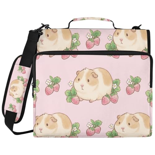 Guinea Pigs 2inch 3 Ring Zipper Binder Multi-Pocket Storage Holds 14 Inch Laptop for Students and Office Use - color: Guinea Pigs