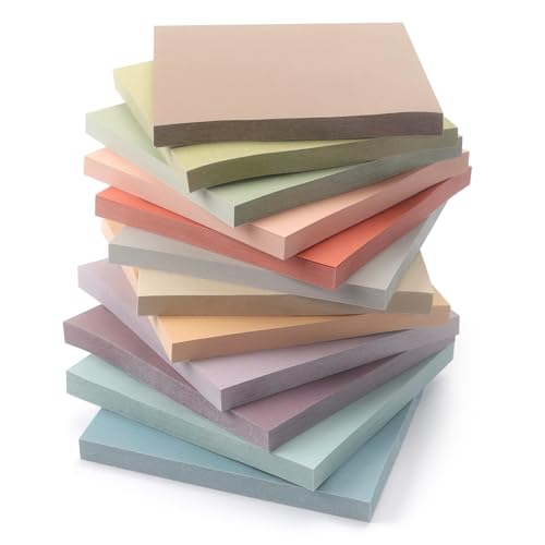 OSBOO 3x3 Inch Sticky Notes 12 Assorted Vintage Colors, 50 Sheets/Pad | Morandi Colors Self-Stick Notes Pads Bluk, 600 Sheets Total, Perfect for Daily Reminders, Study Notes, and Office Memos