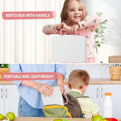 JOOPETALK Chill Bento Lunch Box for Kids Adult with Ice Pack,6-Compartment Reusable Leak-proof Lunch Container for Girls Boys to School,Keep Food Cold&Fresh,Dishwasher & Freezer Safe - color: White