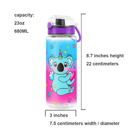 Cute Water Bottle for School Kids Girls, BPA FREE Tritan & Leak Proof & Easy Clean & Carry Handle, 23oz/ 680ml (Koala) - color: Koala