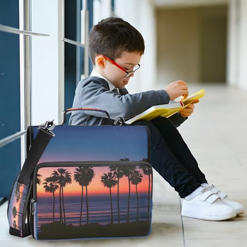 3 Ring Zipper Binder Summer Beach Sunset Seaside Binders Bag with Shoulder Strap 500 Sheets Paper Organizer Trapper Keeper Documents Storage File Folder for School Office - color: A1130