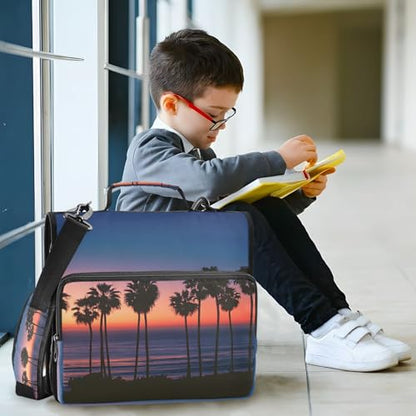 3 Ring Zipper Binder Summer Beach Sunset Seaside Binders Bag with Shoulder Strap 500 Sheets Paper Organizer Trapper Keeper Documents Storage File Folder for School Office - color: A1130