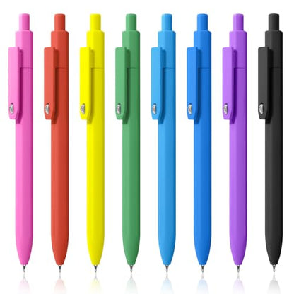 Piochoo Pens, 8 Pack Black Ink Gel Pens Ballpoint Smooth Writing Pens for Journaling, Cute Office Supplies for Nurses Women Teachers - color: Vivid ColorB