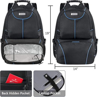 VECKUSON Lunch Bag Backpack, Insulated Cooler Lunch Box Backpack, Extra Large Travel Laptop Backpack TSA Friendly RFID Computer College bag for Women Men,Blue - color: Blue-rfid