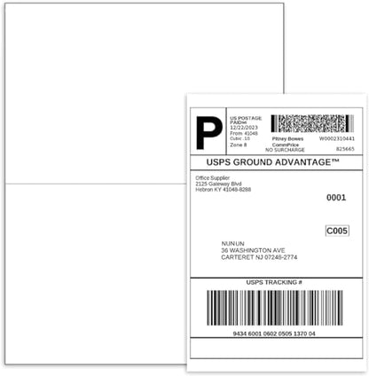 BESTEASY 1000 Half Sheet Self Adhesive Shipping Labels, Laser/Ink Jet White Blank Shipping Labels 8.5" x 5.5" Address Labels (500 Sheet Total 1000 Labels) - size: 500 sheets, style: 2 up-8.5"x5.5"