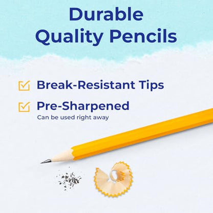 Rosmonde Pencils Bulk, 365 Pack, Pre Sharpened #2, Pencils With Top Erasers | Easy Hold Grip With Erasers On Top, Sharpened #2 HB for Effortless Writing, Ideal for Classroom and Back to School Supplies