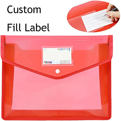 YoeeJob Plastic File Folders Legal Size 2 Pcs, Expandable Document Folder with Snap Button Closure, A4 Expanding File Wallet Envelopes Pouch with Label Pocket, Red - color: Red, size: 2 Pack