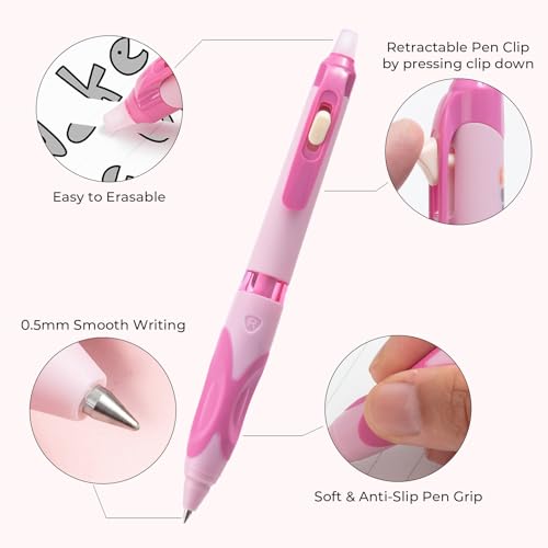 M&G 6 PCS Erasable Pens, 0.5mm Black Ink Erasable Gel Pens, Fine Point Retractable Pens Make Mistakes Disappear, Premium Comfort Grip Note Taking and Crossword Puzzles - color: black ink
