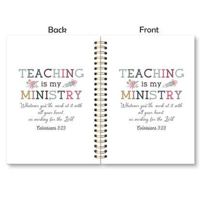 Bible Teacher Spiral Notebook Journal, Christian Teachers Gifts Journal for Notes Planning, Colossians 3:23 Bible Study for Notes Planning, Teacher Gifts for Women, 5.5 X 8.3 Inch - color: Christian