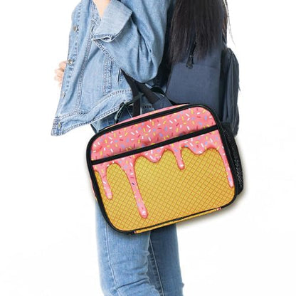 Ice Cream Lunch Bag Insulated Reusable Lunch Box Kids Girls Boys Cooler Thermal Tote Bag For Men Women School Work Picnic - color: Ice Cream