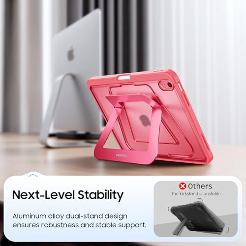 Fintie Shockproof Case for iPad (A16) 11th Generation 11 Inch (2025), iPad 10th Generation 10.9 Inch (2022) - [Built-in Pencil Holder] Slim Frosted Protective Cover with Multi-Angle Kickstand, Pink - color: Pink