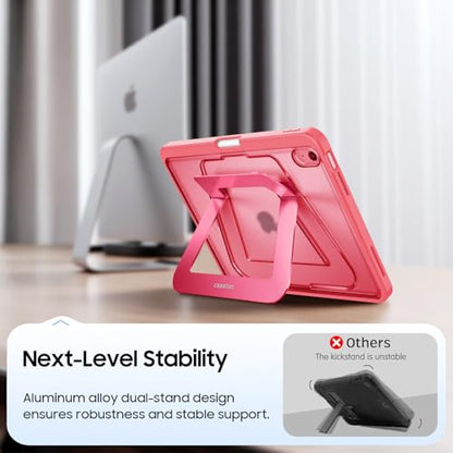 Fintie Shockproof Case for iPad (A16) 11th Generation 11 Inch (2025), iPad 10th Generation 10.9 Inch (2022) - [Built-in Pencil Holder] Slim Frosted Protective Cover with Multi-Angle Kickstand, Pink - color: Pink