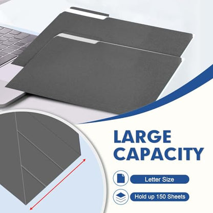 File Folder, PANDRI 120 Pack File Folder, 1/3 Cut Tab, Letter Size, Filing Folder for Office School Business, Dark Gray - color: Dark Gray