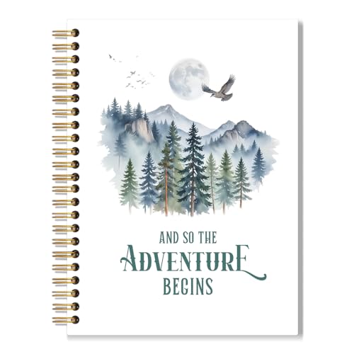 and So The Adventure Begins Spiral Notebook for School Office, Adventure Travel Notebook for Forest Lovers Gifts, Funny Camping Work Supplies Gifts for Women Men Coworkers Campers Travelers - color: White, style: Adventure