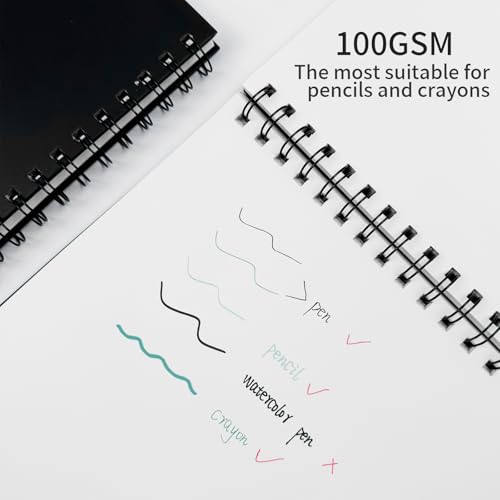 Blank Spiral Notebook, 8.5" x 11" Hardcover Sketch Book, 4 Pack Large Blank Journal for Drawing, A4 Black Unlined Journals for Women Men Office School Home - style: Unlined