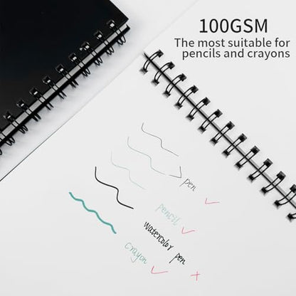 Blank Spiral Notebook, 8.5" x 11" Hardcover Sketch Book, 4 Pack Large Blank Journal for Drawing, A4 Black Unlined Journals for Women Men Office School Home - style: Unlined