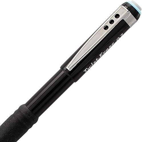 Pentel Mechanical Pencil 0.7 mm Twist Erase III, Twist Up Eraser, Pre-Loaded Super Hi-Polymer HB Lead, Black Barrel, 3-Pack (0.7)