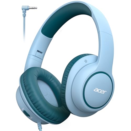 Acer Kids Headphones Wired for School - Over Ear Design, 85/94dB Safe Volume Limit, 3.5mm Jack Foldable Headphones for Toddler Boys Girls Classroom Yoto Player Chromebook Travel Green - color: Green