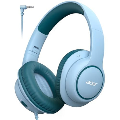 Acer Kids Headphones Wired for School - Over Ear Design, 85/94dB Safe Volume Limit, 3.5mm Jack Foldable Headphones for Toddler Boys Girls Classroom Yoto Player Chromebook Travel Green - color: Green