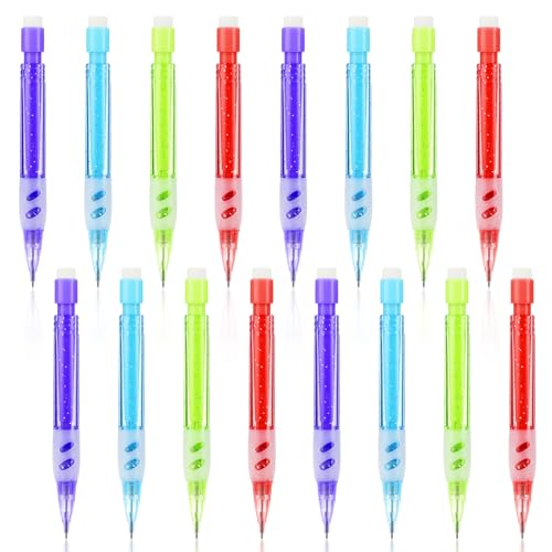 Mabor 16 PCS Mini Mechanical Pencils 0.7mm Automatic With Eraser for High School Students & Kids - Office Supplies for Writing & Drawing