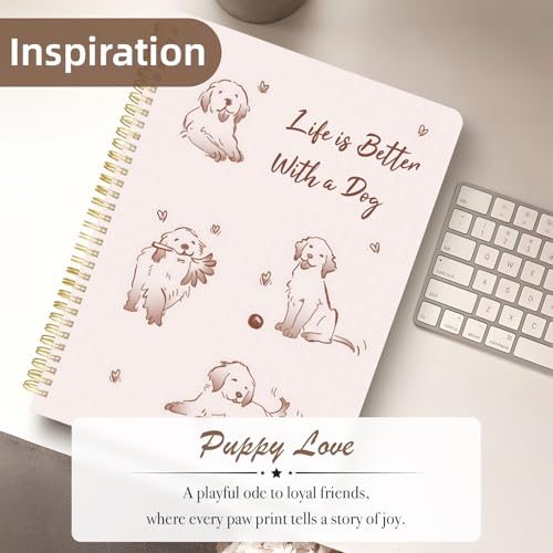 Cute Spiral Notebook journal A4 Aesthetic Pretty Design for Women Girls Kawaii with Pocket, 8.5 x 11 inch, Graph, Better Dog - color: Better Dog, style: Graph