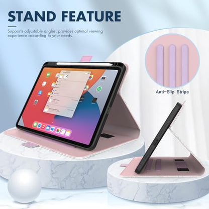 Dteck for iPad Air 13-inch Case 2024,iPad Case 12.9" Pro 6th/5th/4th/3rd Gen 2022/2021/2020/2018,Premium PU Leather Folio Stand Cover with Pencil Holder Auto Wake/Sleep Protective Cases,Hummingbirds - color: 01 Hummingbirds
