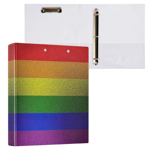 Decorative Cute Three Ring Binder 3 Ring Binder 1.5 Inch with 3 Interior Pockets Basic Binder Organizer for School Office Supplies Rainbow Flag LGBT, 1 Pack - color: Rainbow Flag Lgbt, size: 1 Pack