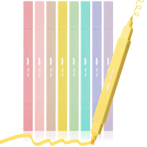Mr. Pen- Dual Tip Aesthetic Highlighters, 8 pcs, Chisel & Fine Tip | Cute Highlighters Assorted Colors for Journaling, Highlighting, Underlining, Fast Dry, Back to School Supplies - color: Pastel, size: 8 Pack