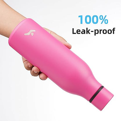 Konokyo Insulated Water Bottle with Strap,18 oz Double Wall Stainless Steel Vacuum Bottles Metal Water Flask,Pink - color: Pink, size: 18 Ounces