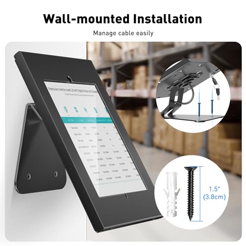 AboveTEK Anti-Theft Tablet Stand – iPad Locking & Security Stand, Countertop & Wall Mount POS Stand, 360° Swivel Kiosk Stand for iPad/iPad Air/iPad Pro – Ideal for Retail Business (Black) - color: Black
