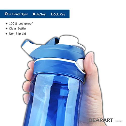 DEARART 2-Pack 32oz Purple-Mix Water Bottle & 24oz Blue Water Bottle BPA FREE Hidden Cup Mouth Has Handle Easy Carried, Suit School Office Walking Yoga Gym Working etc.