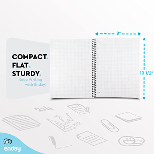 Emraw Quad Ruled Notebook Spiral with White Paper - Set Includes: Blue, Black, Yellow, & Green Covers (12 Pack) - size: 12 Pack