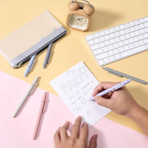 Mr. Pen- Retractable Gel Pens with Rose Gold Ring and Ball, 6 Pack | Morandi Barrels, Japanese Black Gel Pens, Fast Dry, Fine Point 0.5mm - color: Morandi Barrels with Rose Gold Ring