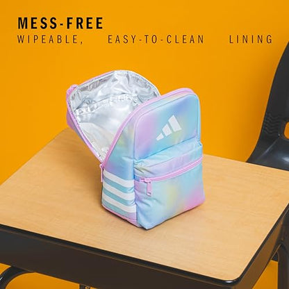 adidas Kids Santiago Lunch Bag – Insulated Cooler Lunchbox for Girls & Boys, 8L, 3D AOP White/Clear Sky Blue/Clear Pink/3, One Size - color: 3D AOP White/Clear Sky Blue/Clear Pink/3