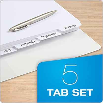 Oxford Blank Write On Binder, 1/5 Cut Tabs, 3 Hole Punch Dividers in 5 Tab Sets, 100-Dividers, 20 Sets, White (89981) (Pack of 5) - size: 5 Tab (Pack of 5)