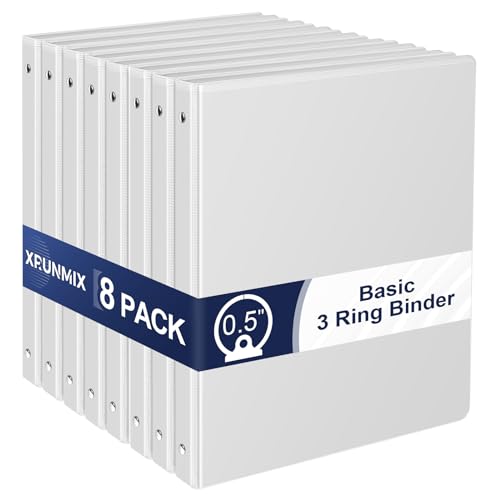 0.5-Inch 3-Ring-Binder with Pockets, 1/2'' Basic Binders 1-inch View Round Binders Holds 100 Sheets US Letter Size 8.5'' x 11'' - Bundle Packs Perfect for Home, Office, and School (0.5-inch) - size: 0.5-inch