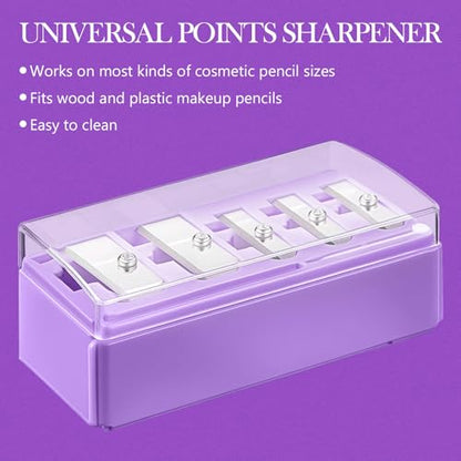Honoson 2 Pcs 5 Hole Cosmetic Long Point Manual Pencil Sharpener with Plastic Lid Makeup Eyeliner Pencil Sharpener (Purple) - color: Purple