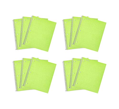 Mintra Office Durable Spiral Notebooks, 1 Subject, (Green, Wide Ruled 12pk), 100 Sheets, Poly Pocket, Moisture Resistant Cover, School, Office, Business, Professional - color: Green, size: Wide Ruled 12pk